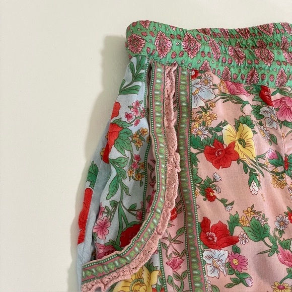 Tulle & Batiste Hosannah Culottes Floral Wide Leg Boho Ankle Pant Lotus M / L - Picture 10 of 16